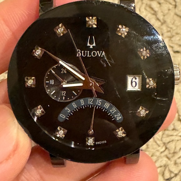 Silver and Black Men's Watch Bracelet - Picture 2 of 4